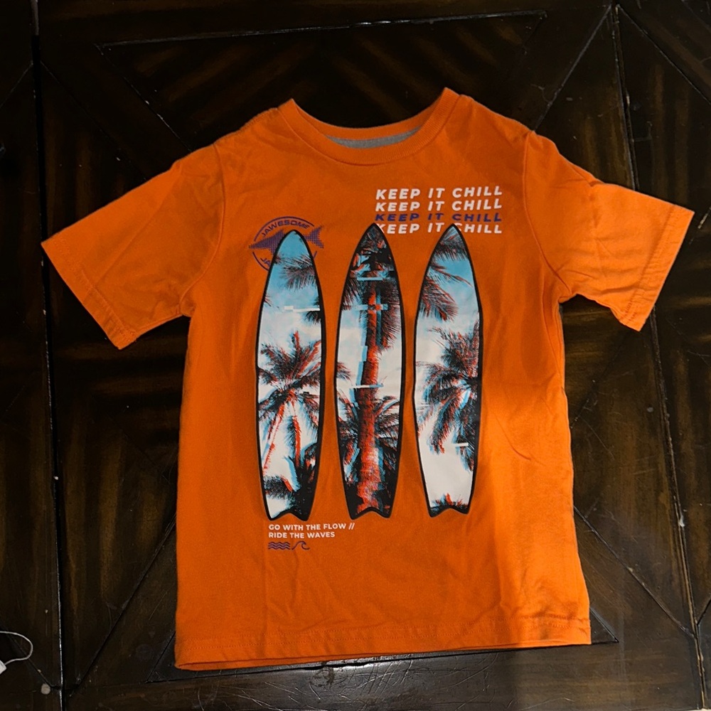 Orange Surfboard Graphic Kids T-Shirt